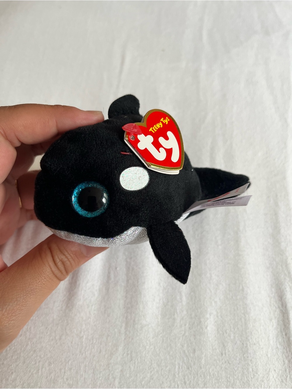 Orville Teeny Ty Beanie Babies Black Orca Plush Fish - Small Stuffed Toy